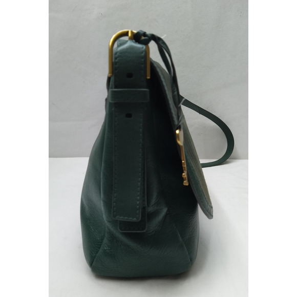 Fossil Green Leather Suede Pushlock Flap Closure Crossbody Bag - Picture 5 of 16